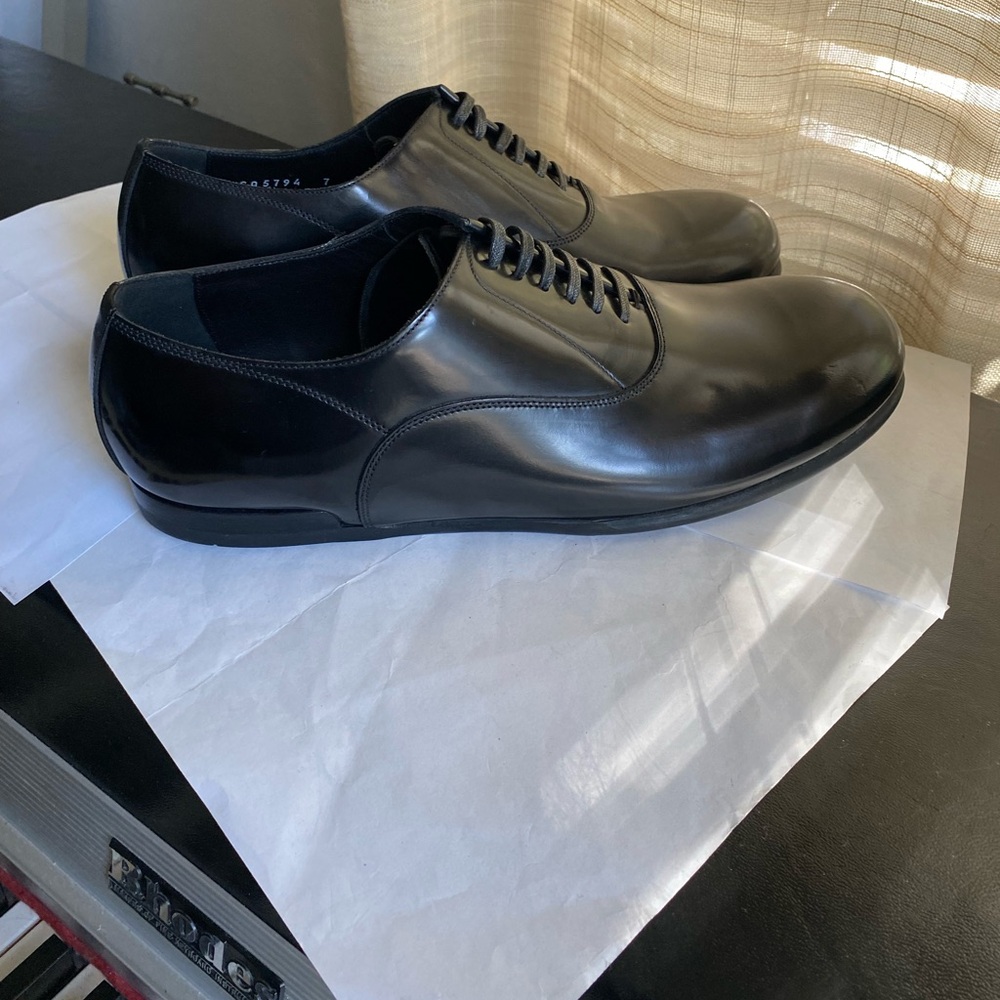 Dolce & Gabbana Black Leather Men's Dress Shoes laced oxfords 7 loafers derby’s - Picture 3 of 9